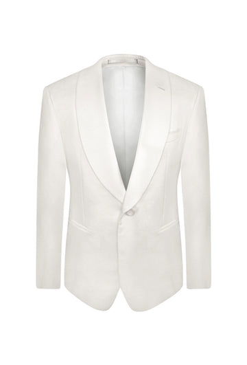 Ivory Slim Fit Shawl Lapel Tuxedo Jacket (Fabric Lapel)