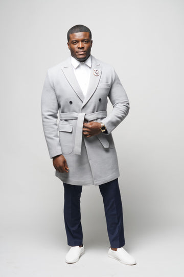 Double Breasted Slim Fit Overcoat (fog)
