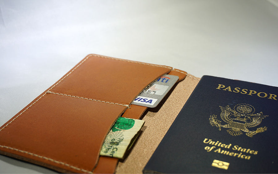 'The Voyager' Leather Passport Case (maple)
