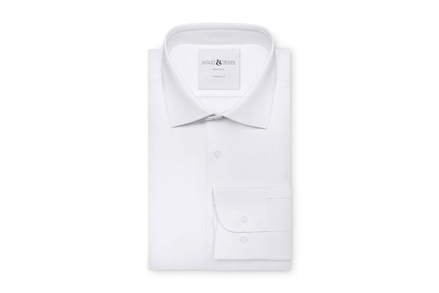 Bamboo Fiber Semi-Spread Collar Shirt - White