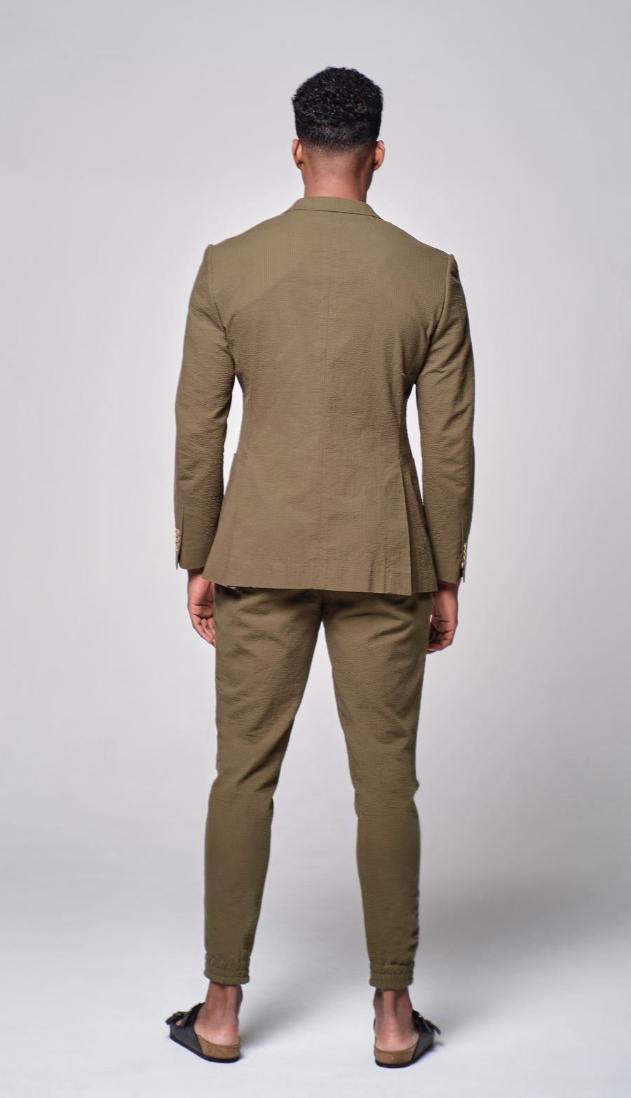 Caiman Green Seersucker Suit Jacket