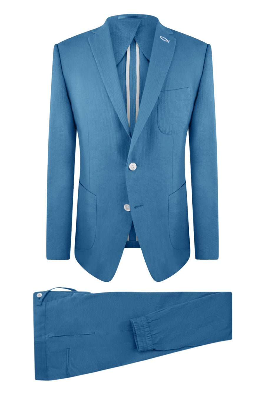 Ocean Blue Seersucker Suit Jacket