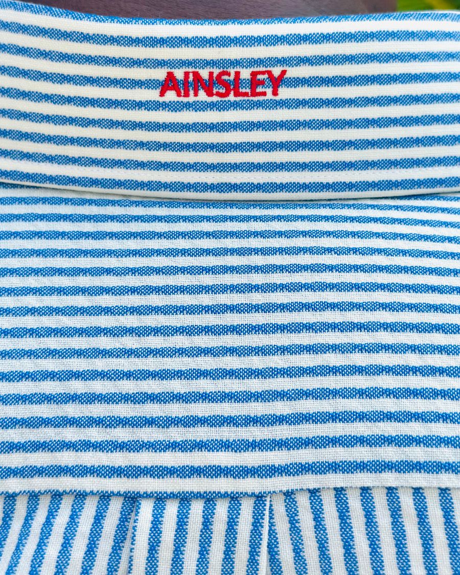 Oversized Fit Seersucker Shirt - 100% Italian Virgin Wool Blue/White Stripe