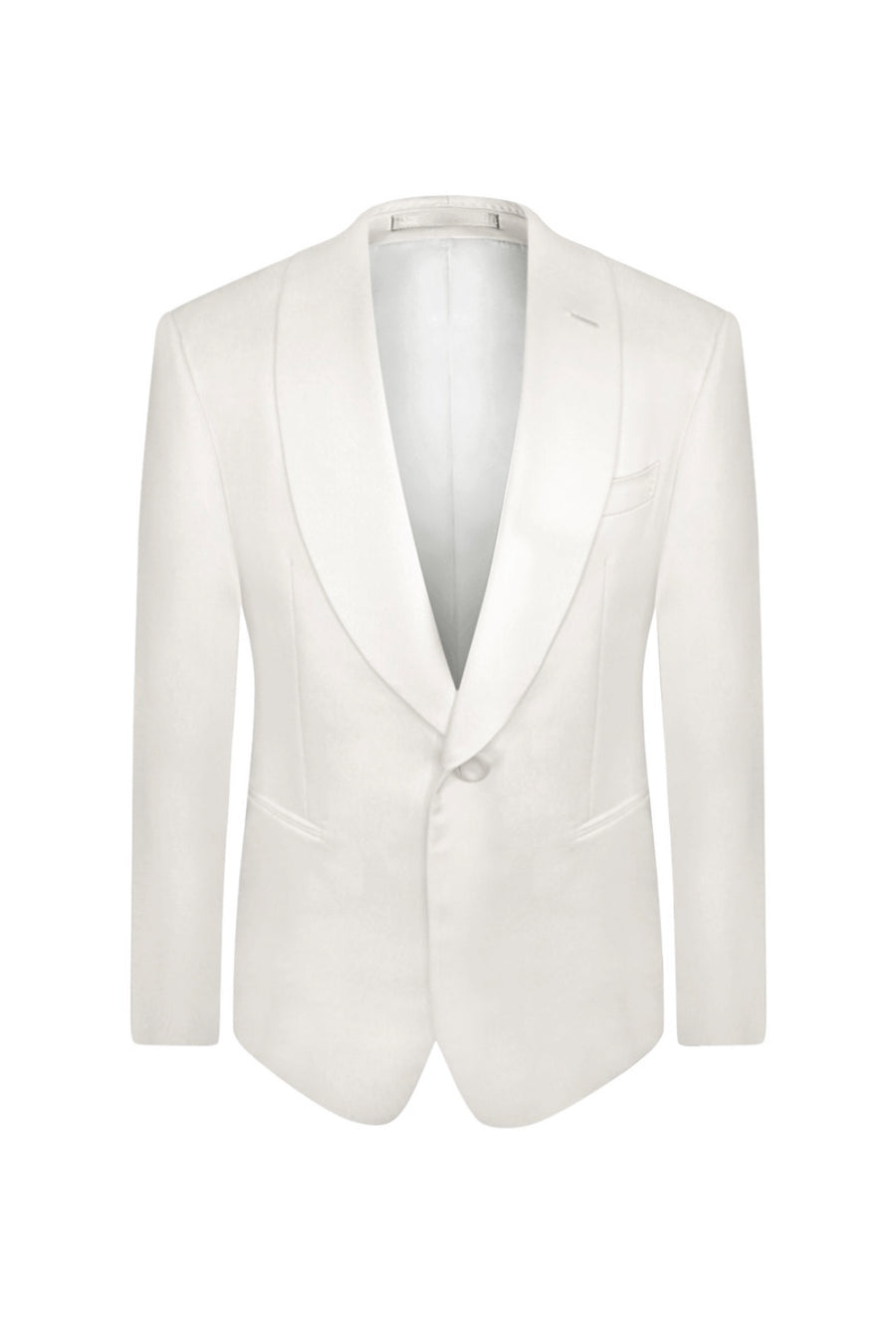 Ivory Slim Fit Shawl Lapel Tuxedo Jacket (Fabric Lapel)