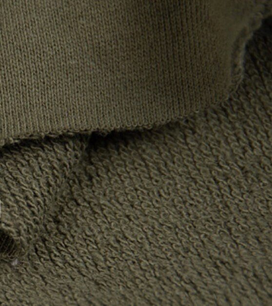 Olive Green French Terry Cotton Hoodie (Oversized Fit)