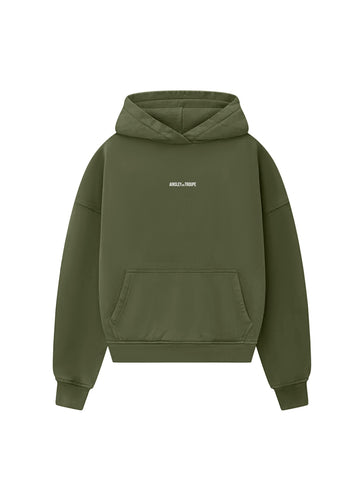 Olive Green French Terry Cotton Hoodie (Oversized Fit)