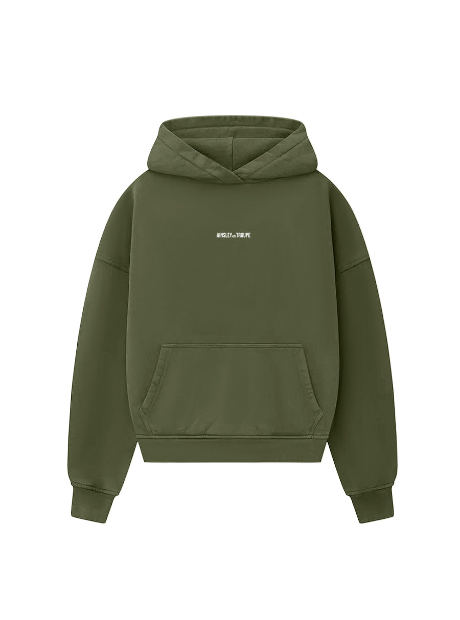 Olive Green French Terry Cotton Hoodie (Oversized Fit)