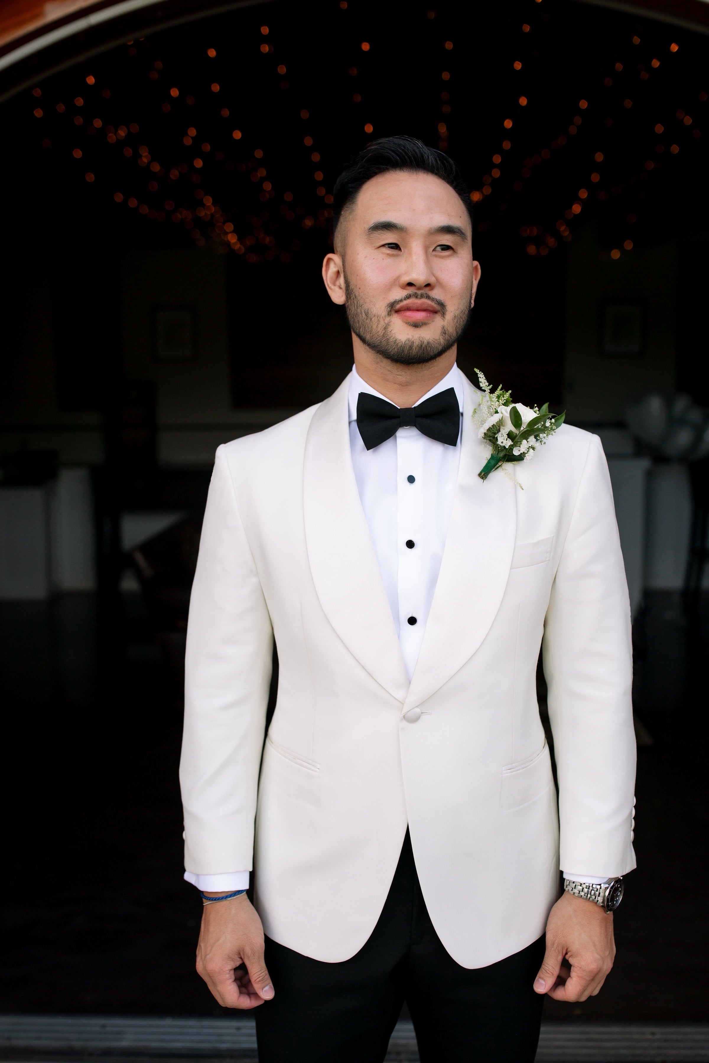 Ivory Slim Fit Shawl Lapel Tuxedo Jacket (Satin Lapel) – Ainsley 