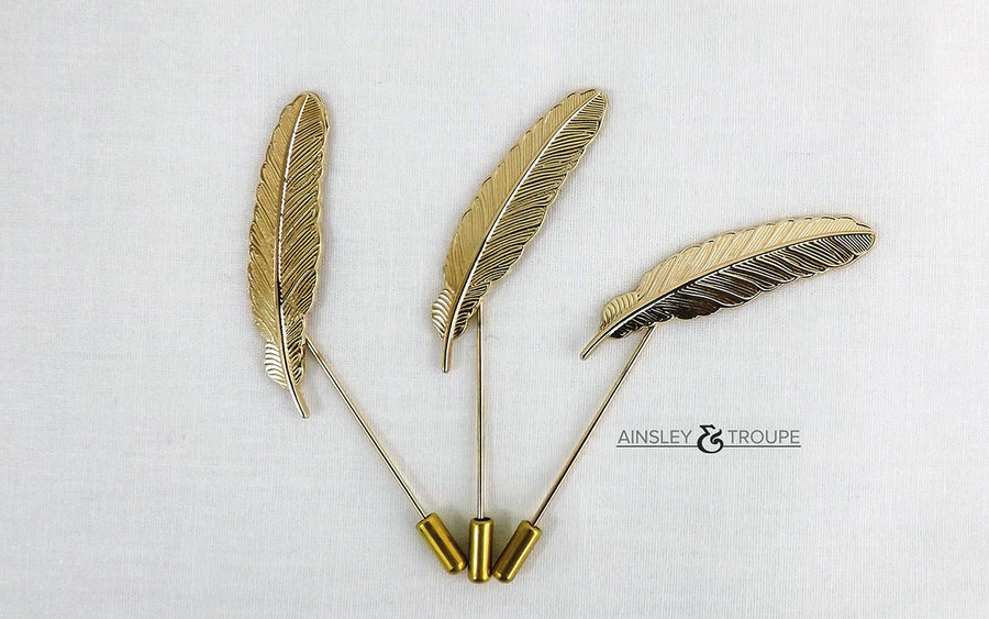 Golden Feather Lapel Pin