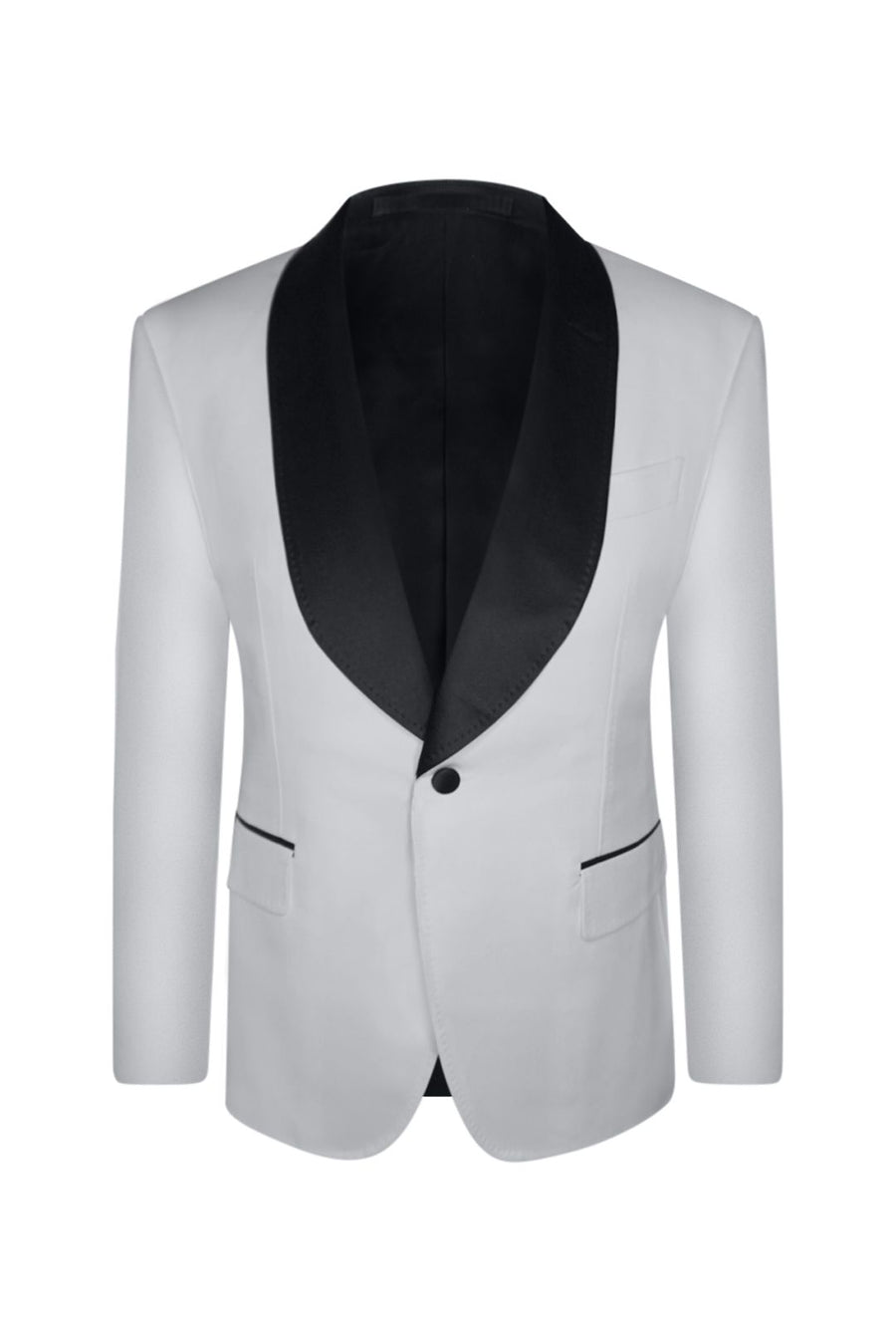 White and Midnight Black Slim Fit Tuxedo Jacket (Satin Lapel)