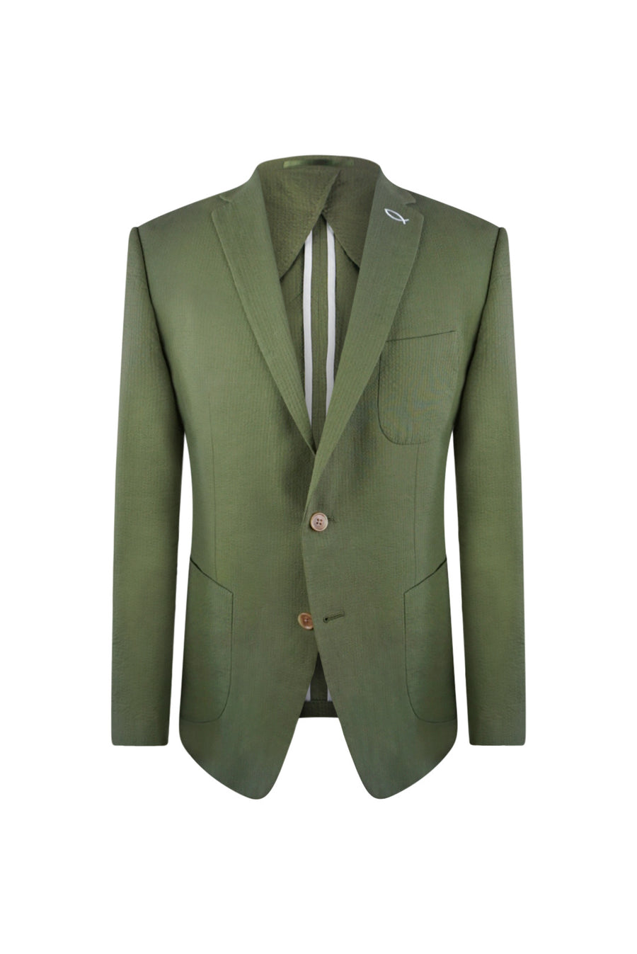 Caiman Green Seersucker Suit Jacket
