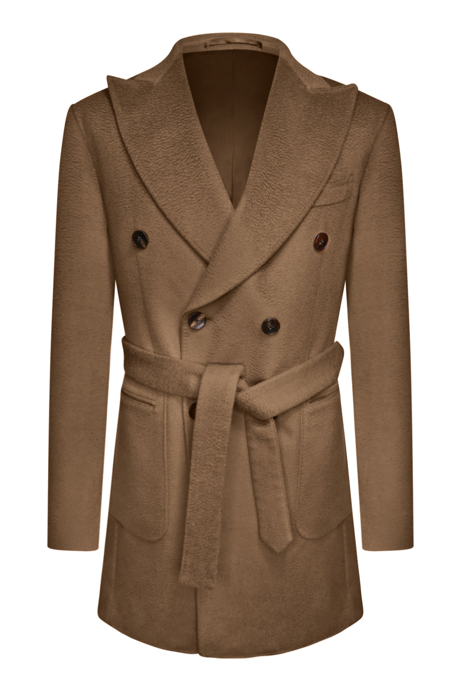 Cashmere Double Breasted Belted Overcoat (walnut)