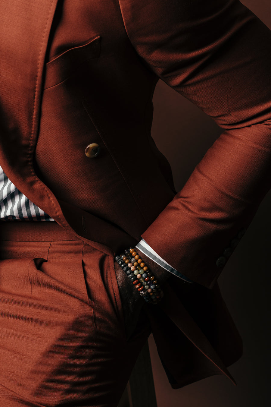 Burnt Sienna Double Breasted Suit Jacket