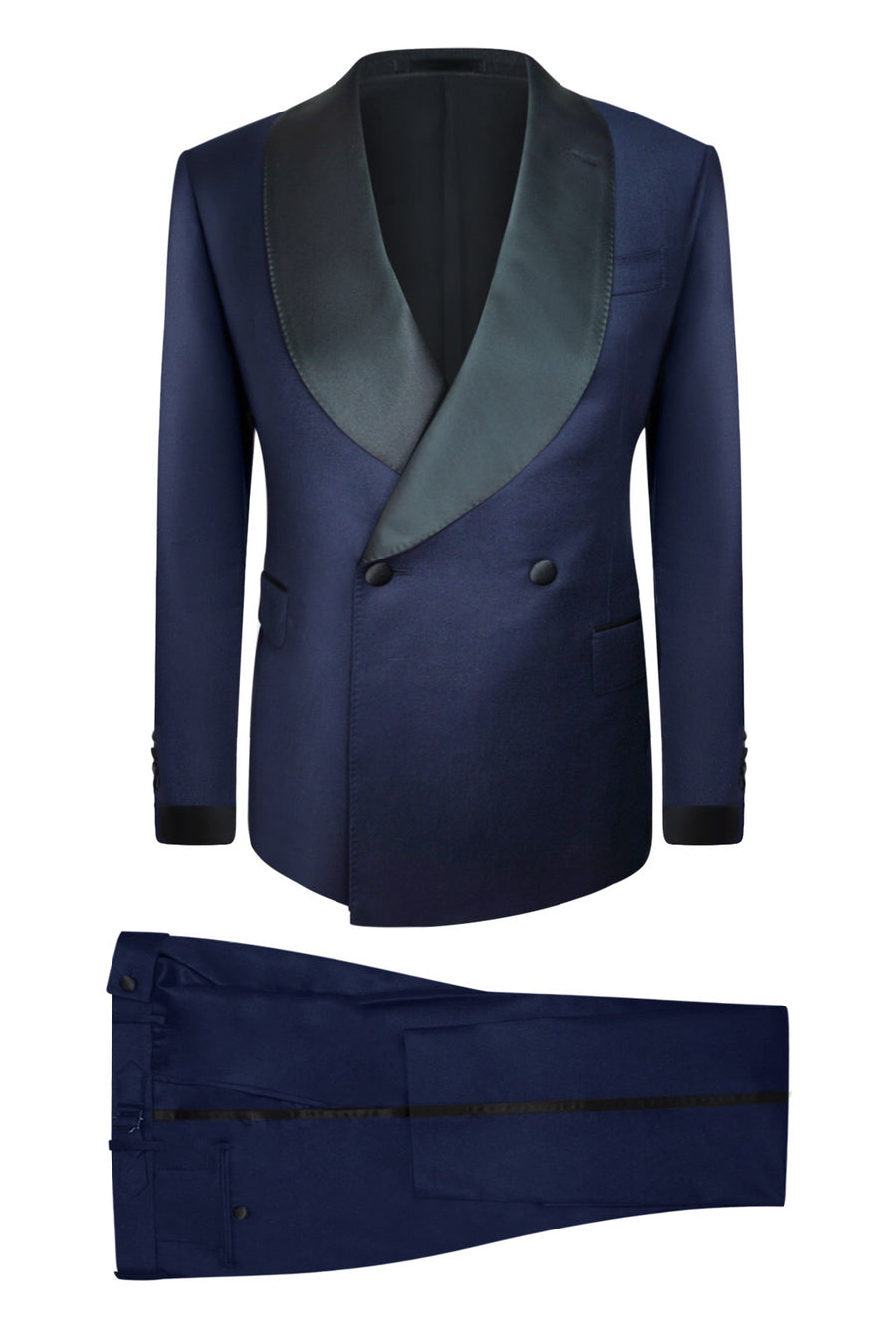 Navy Blue Slim Fit Tuxedo Jacket (Satin Lapel)