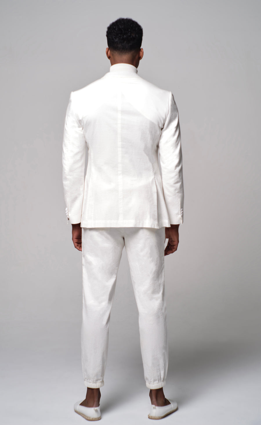 Cloud White Seersucker Suit Jacket