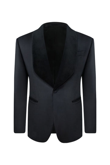 Midnight Black Slim Fit Tuxedo Jacket (Velvet Lapel)
