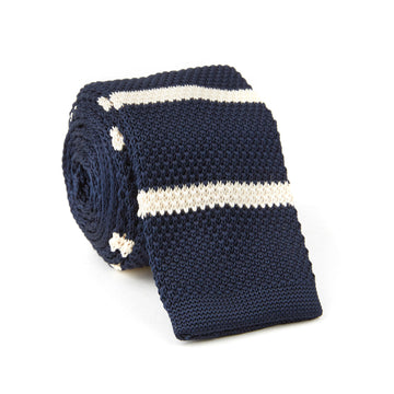 Knit Tie (navy & white stripes)