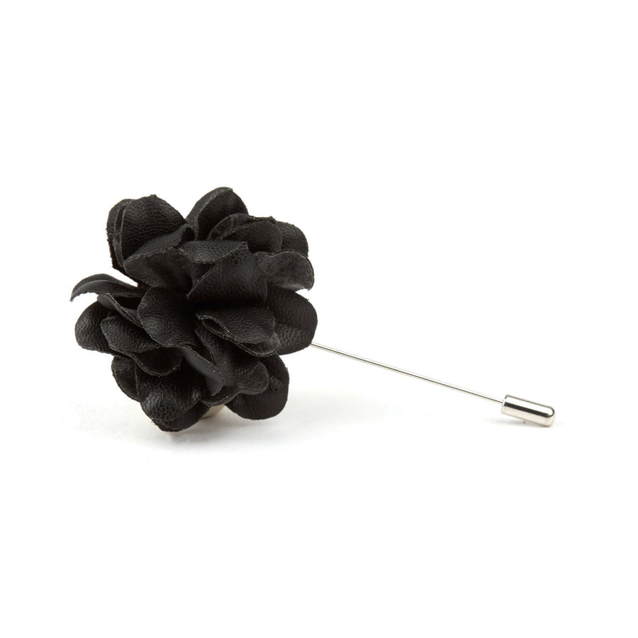 Leather Carnation Lapel Pin (black leather)