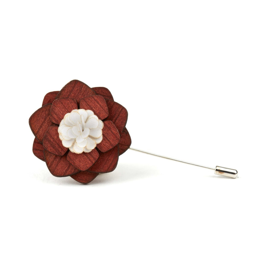 Wooden Orchid Lapel Pin (cherry wood and white)